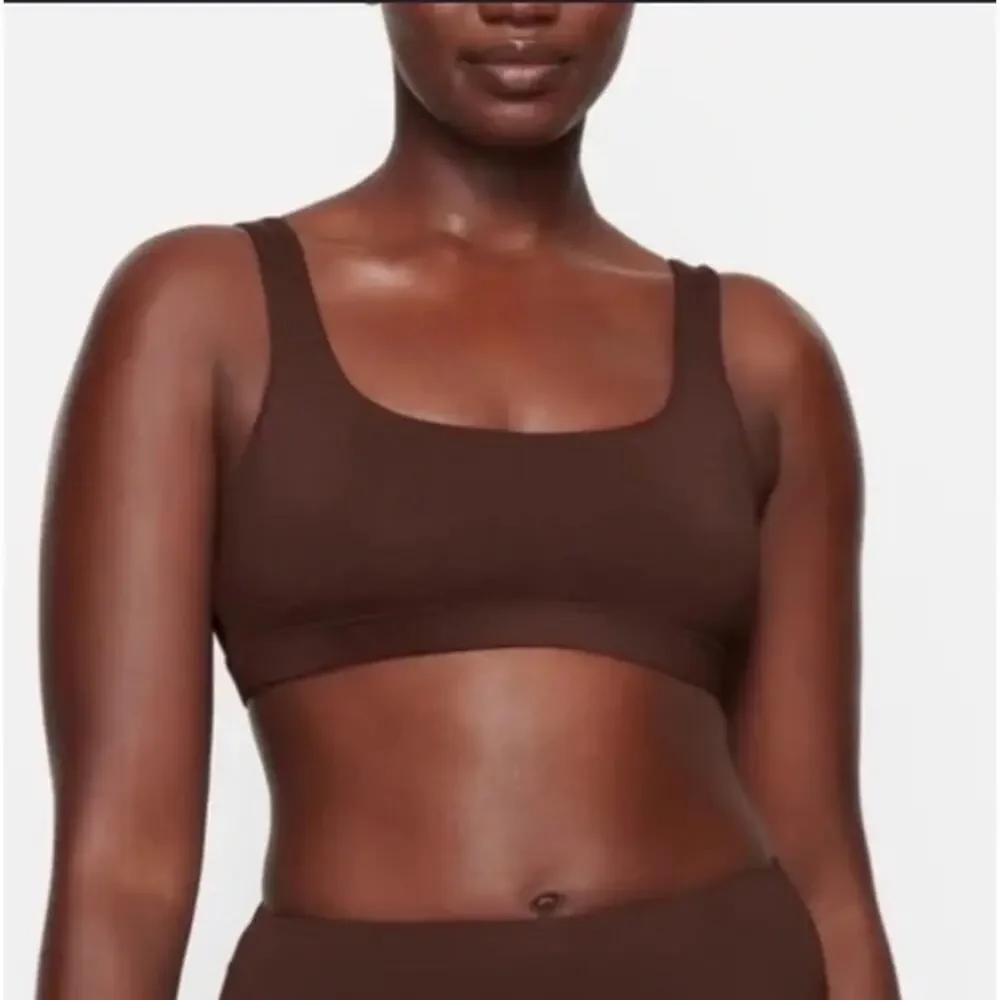 SKIMS Scoop Neck Tank Bikini Top Cocoa Brown Minimal Swim Top Size XL